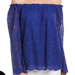 Lilly Pulitzer True Blue Lace Off the Shoulder Top